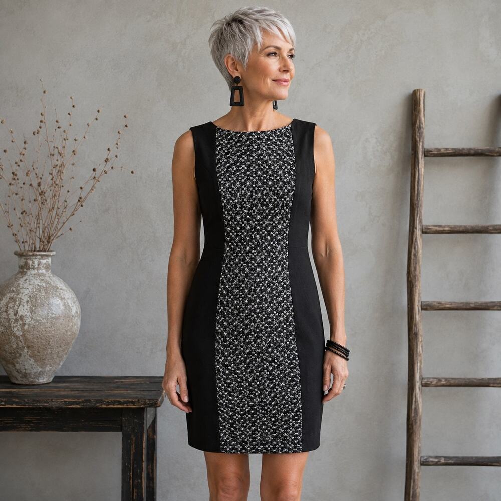 Chico's Gray Sequin Sleeveless Ponte Knit Dress size 1